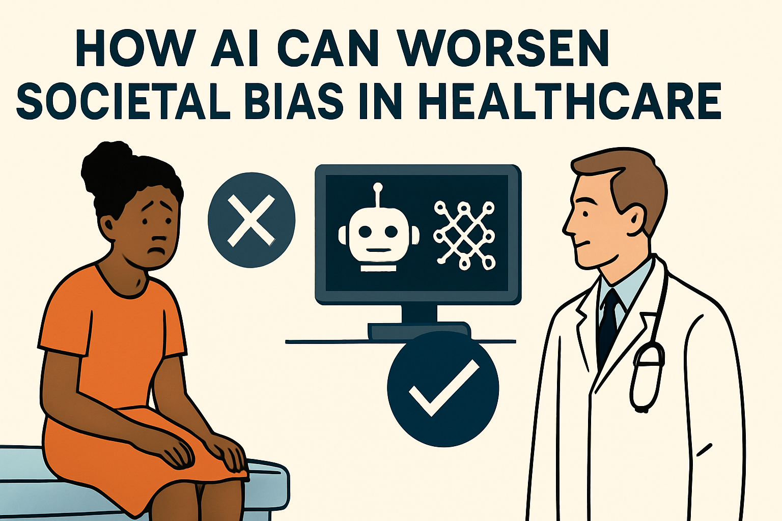 How can AI worsen societal bias in healthcare?